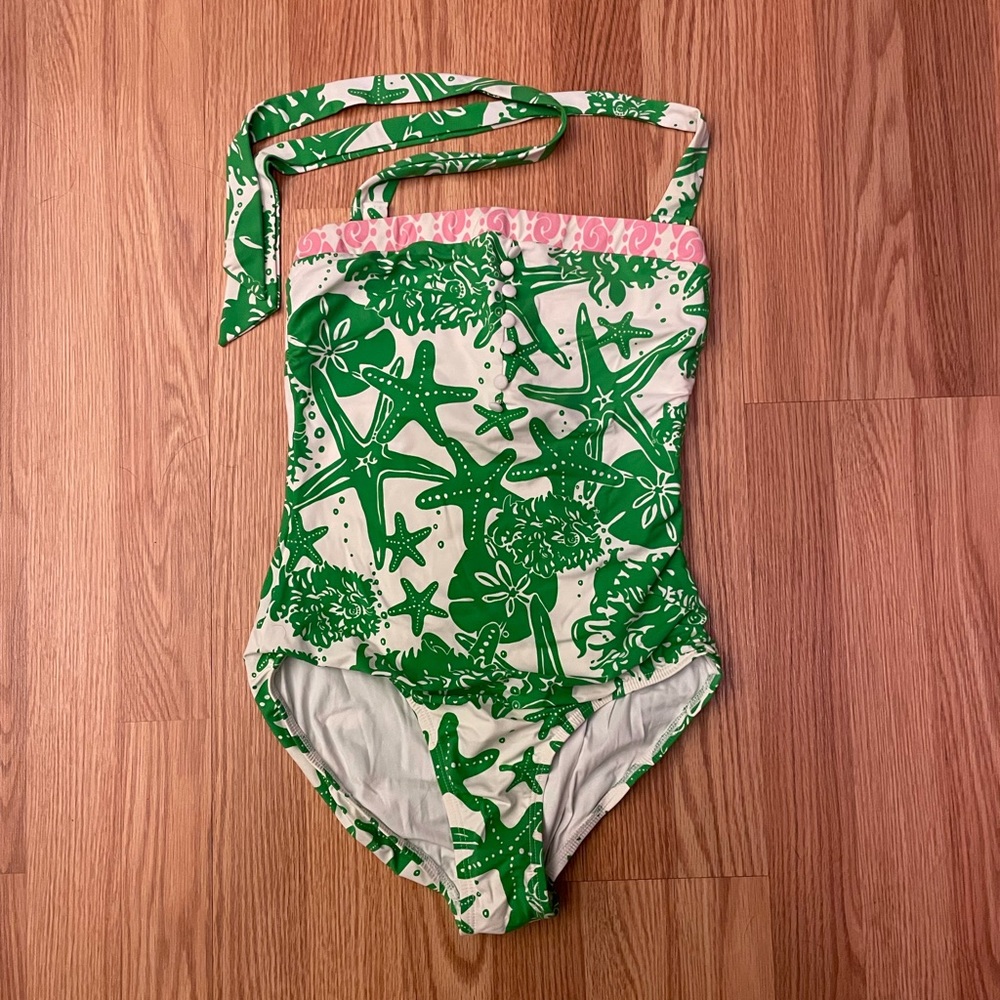 Lilly Pulitzer Bathing Suit Green/White/Pink Size 4